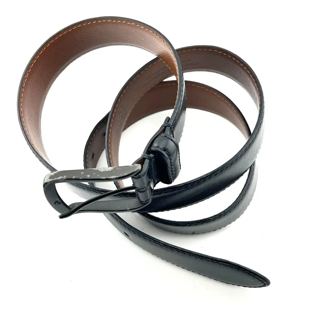 JOS A BANK Men's 40 Leather Dress Belt Handcrafted in Italy Black Buckle Career